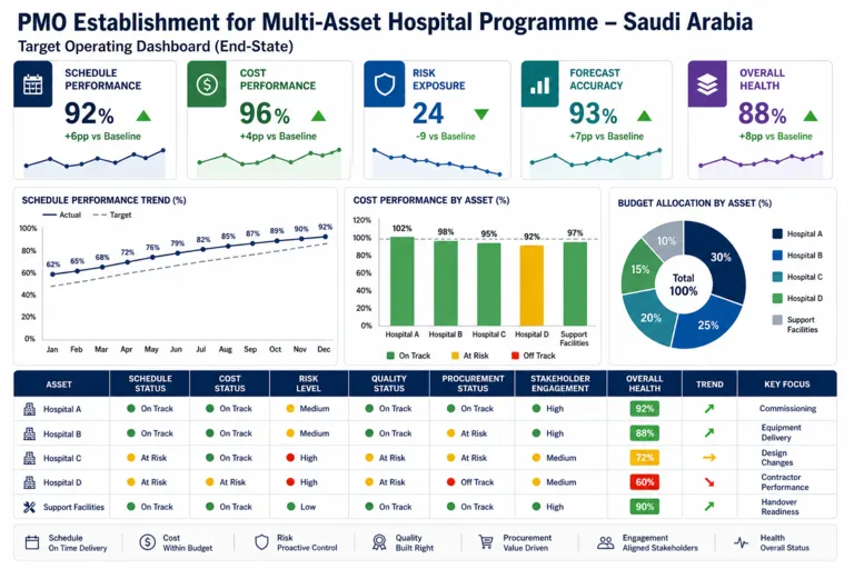 Dashboard — Project Management Office (PMO) Establishment for a Multi-Asset Hospital Construction Programme in Saudi Arabia's Healthcare Sector